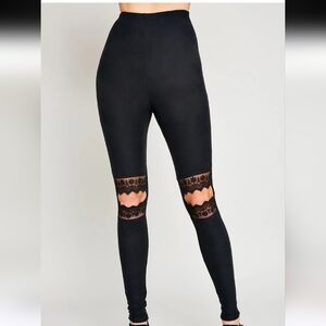 Hayden Los Angeles Lace Cutout Leggings